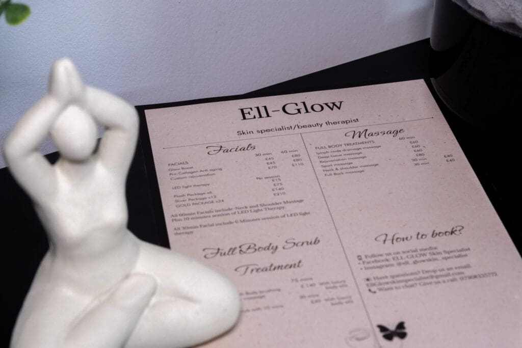 Image of Huddersfield massage prices with Ell Glow