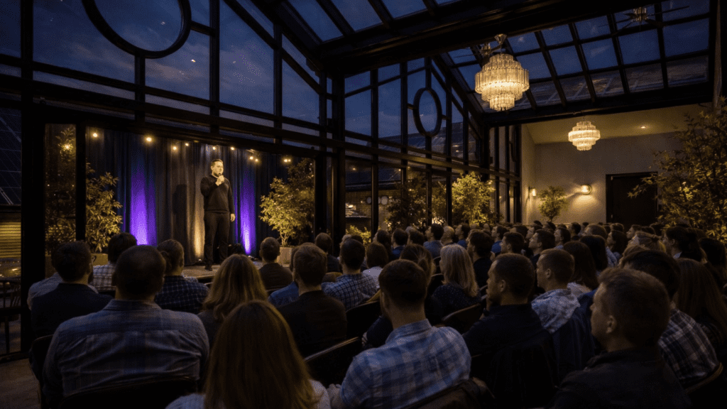image of comedy club in the conservatory at Cedar Court Bradford